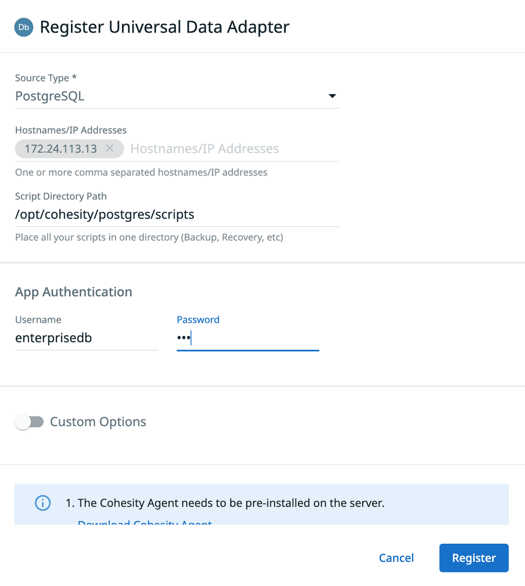 Cohesity Universal Data Adapter Information